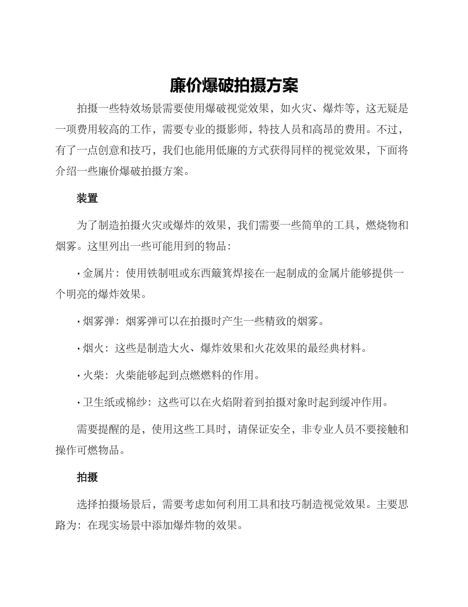 廉价爆破拍摄方案_第1页
