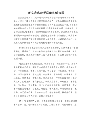 建立应急救援联动机制初探
