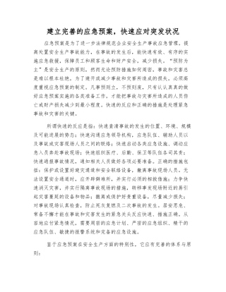 建立完善的应急预案-快速应对突发事件