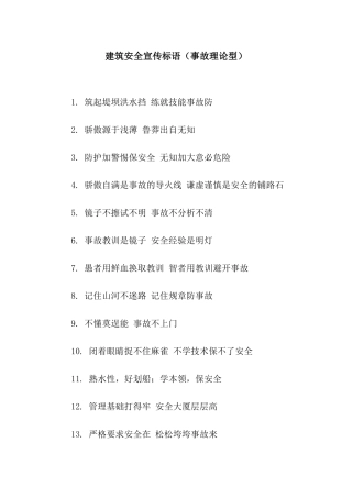 建筑安全宣传标语(事故理论型)