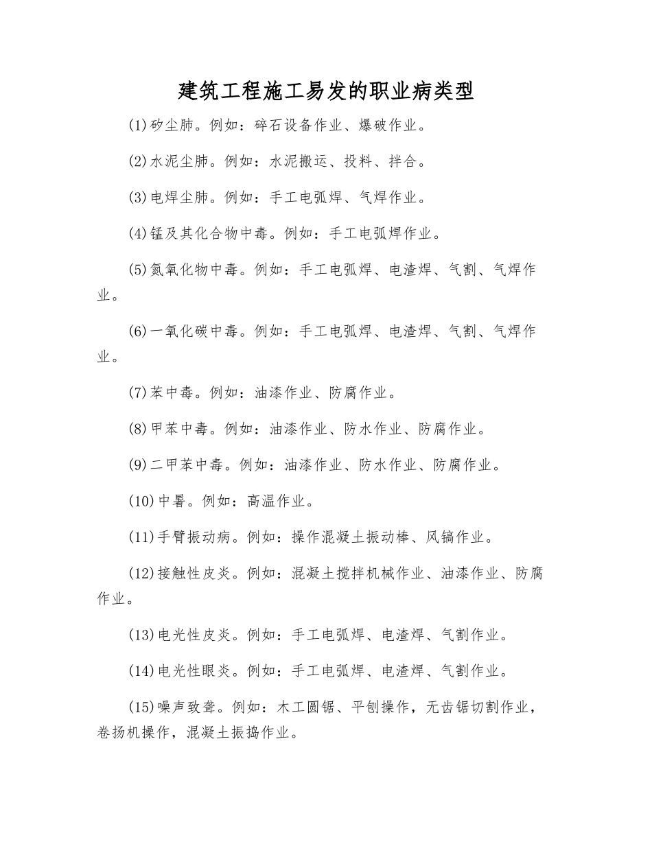 建筑工程施工易发的职业病类型_第1页