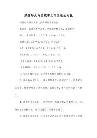 建筑形式与容积率之间系数的对比