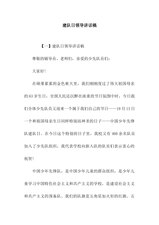 建队日领导讲话稿