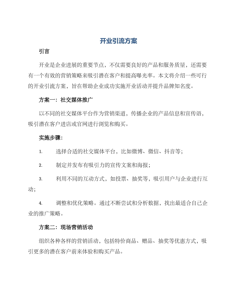 开业引流方案_第1页