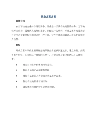 开业方案方案