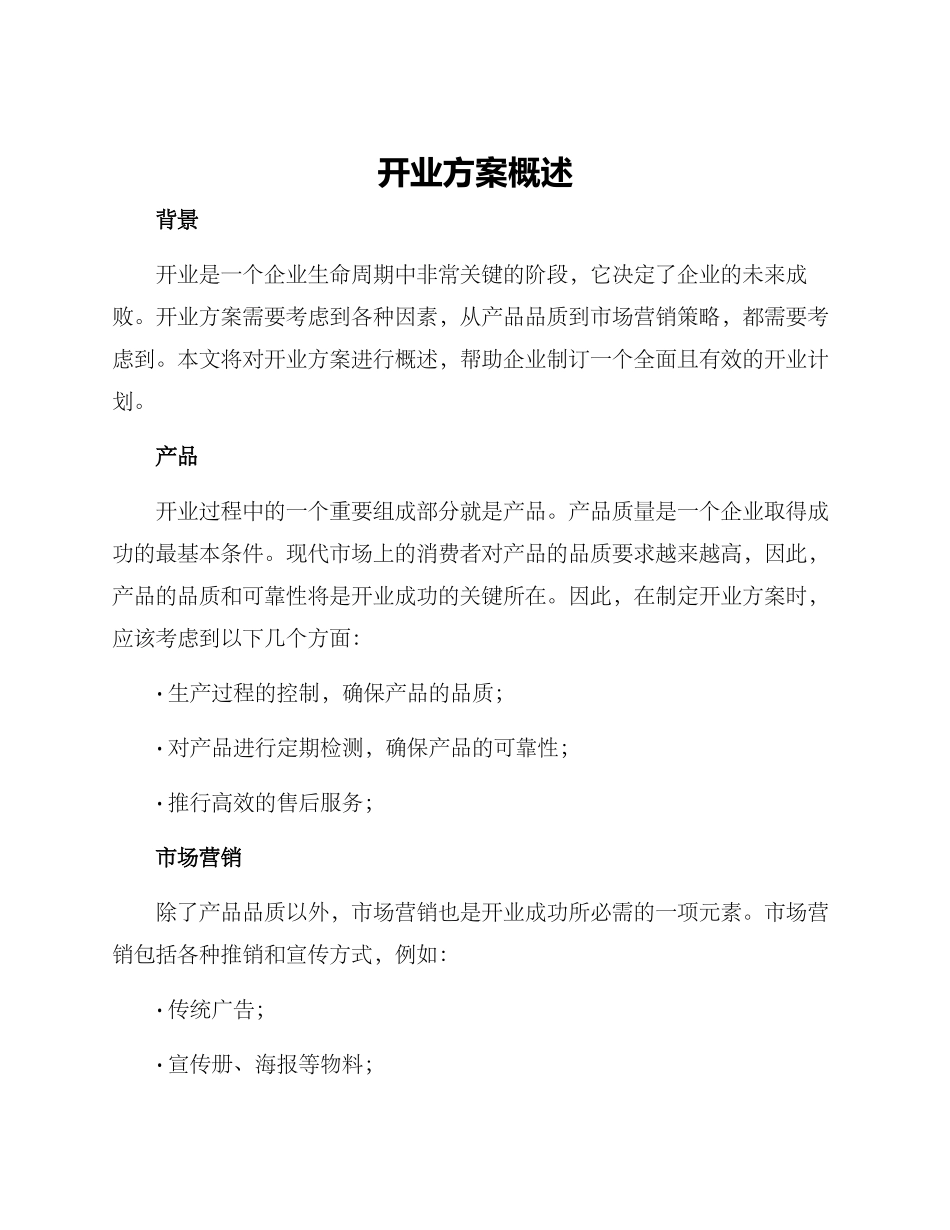 开业方案概述_第1页