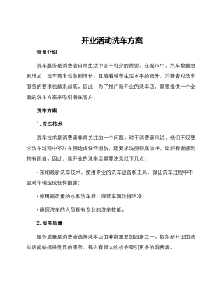 开业活动洗车方案
