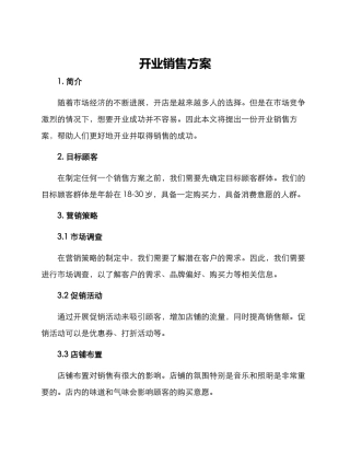 开业销售方案