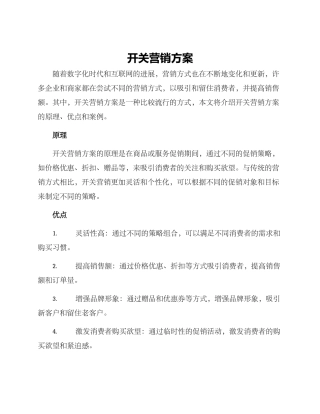 开关营销方案