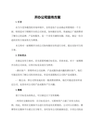 开办公司宣传方案