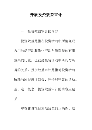 开展投资效益审计