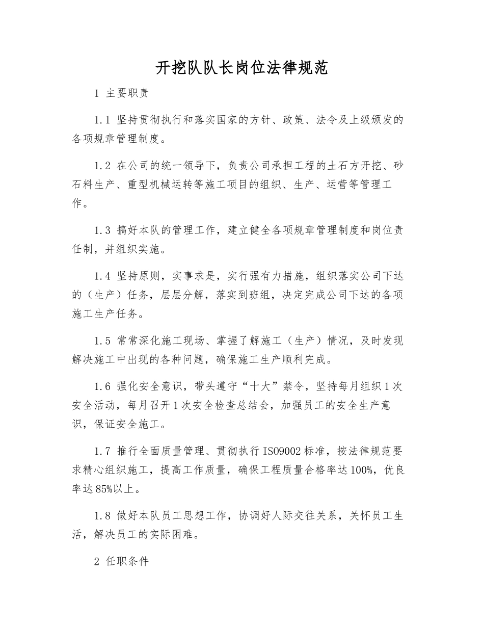 开挖队队长岗位规范_第1页