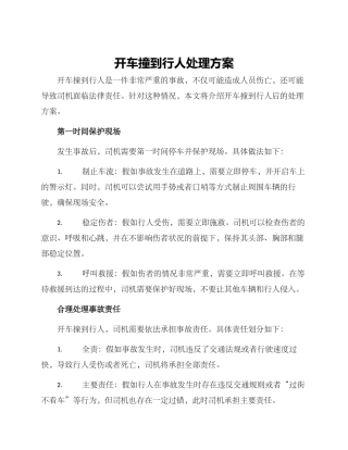 开车撞到行人处理方案