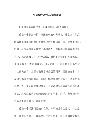 引导学生改变马虎的评语