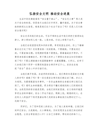 弘扬安全文明-推进安全发展