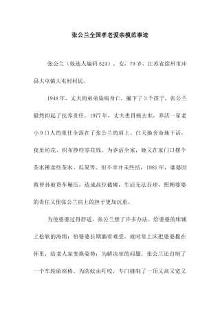 张公兰全国孝老爱亲模范事迹