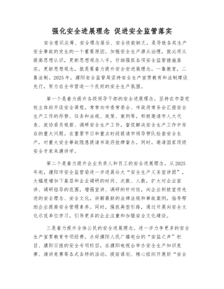 强化安全发展理念-促进安全监管落实