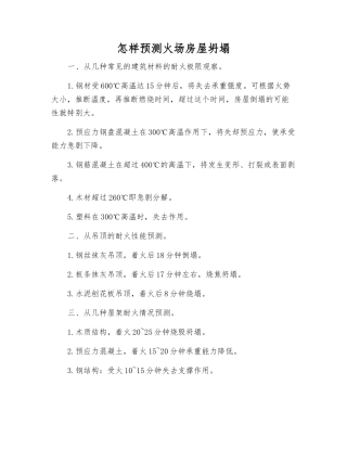怎样预测火场房屋坍塌