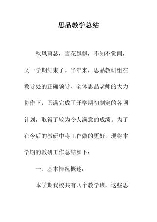 思品教学总结--精编范文