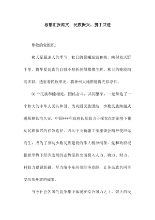 思想汇报范文民族振兴-携手共进