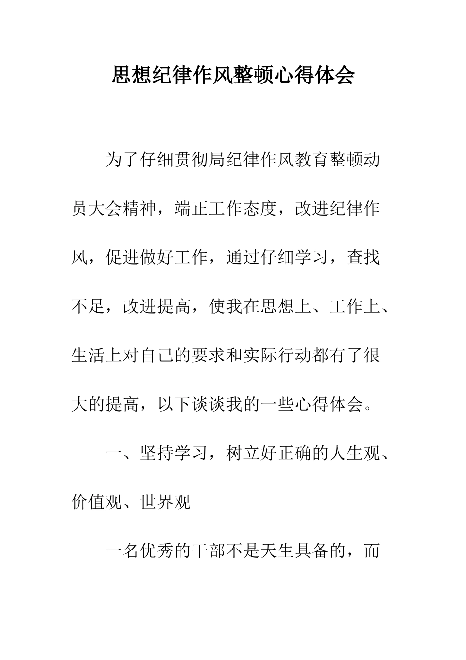 思想纪律作风整顿心得体会--精编范文_第1页