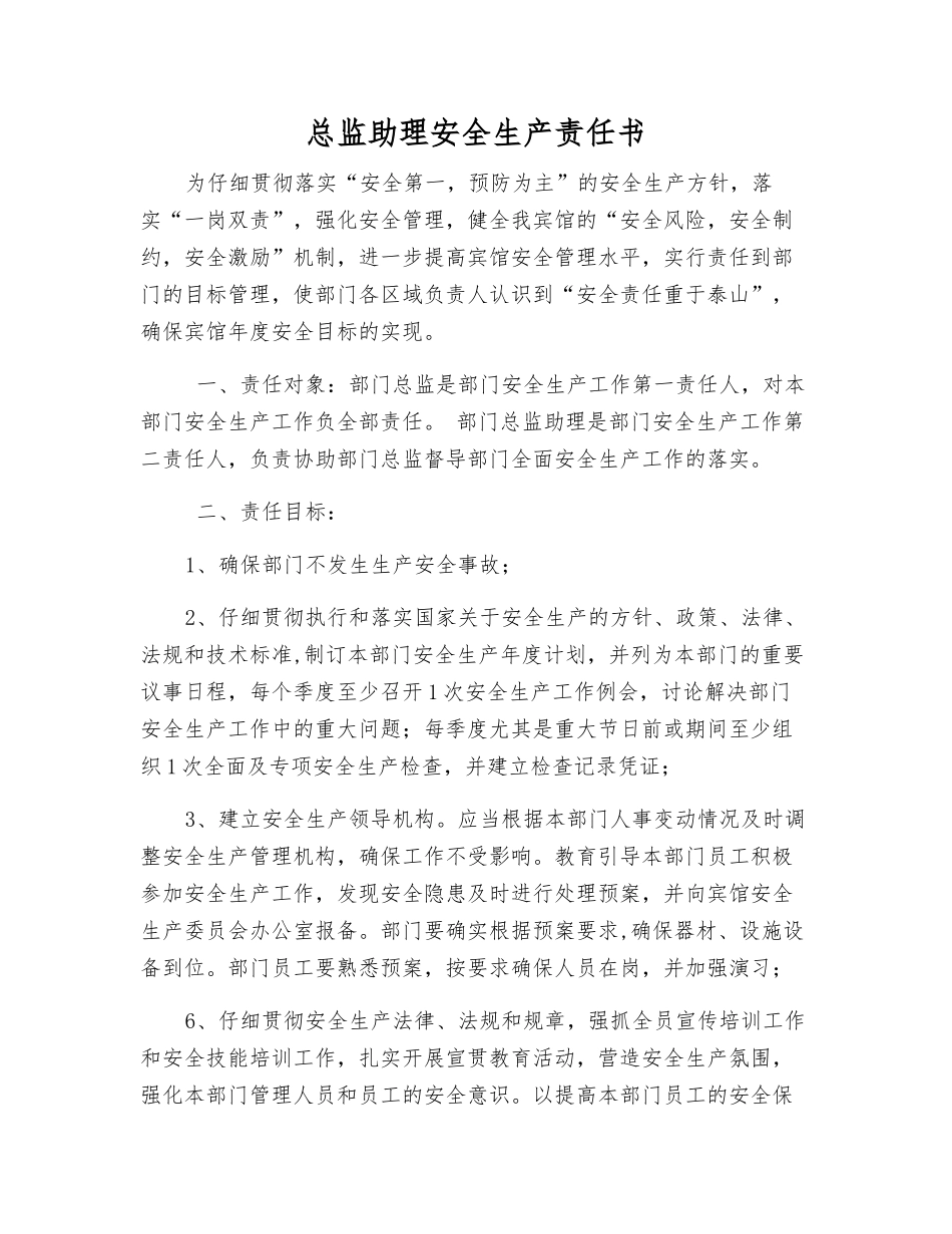 总监助理安全生产责任书_第1页