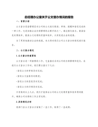 总经理办公室关于公文督办情况的报告