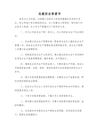 总裁安全承诺书