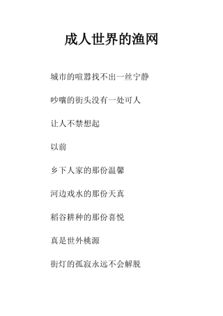 成人世界的渔网