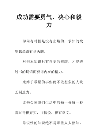 成功需要勇气、决心和毅力