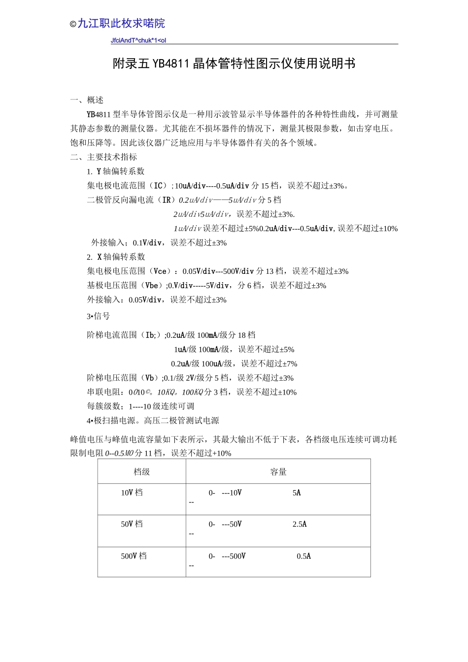 YB4811晶体管特性图示仪使用说明书_第1页