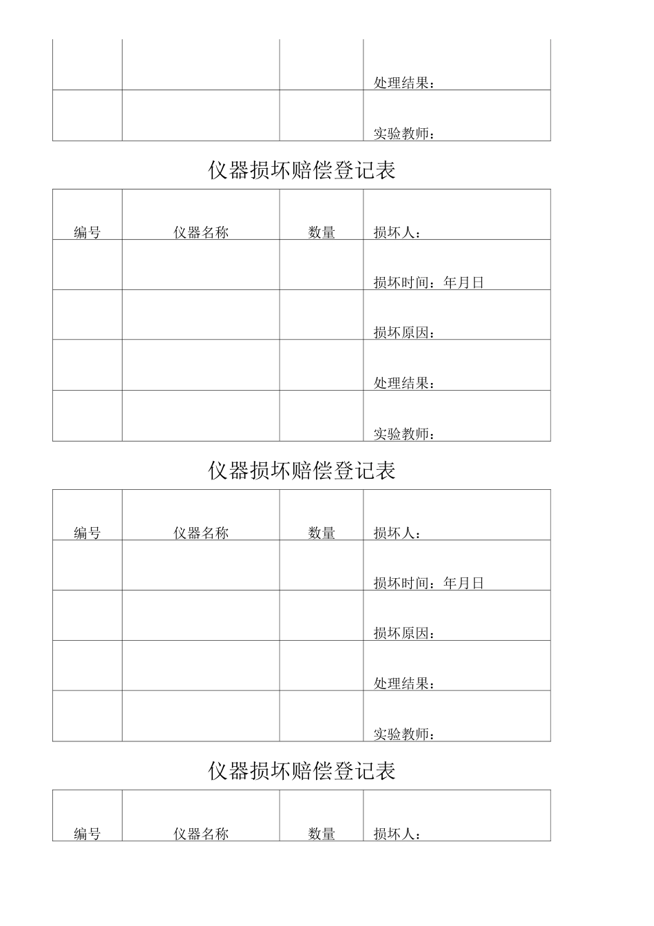 美术器材损坏记录表_第3页