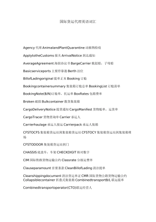 国际货运代理英语词汇