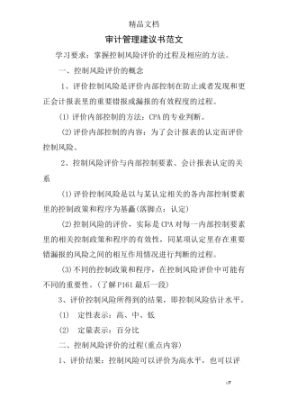 审计管理建议书范文