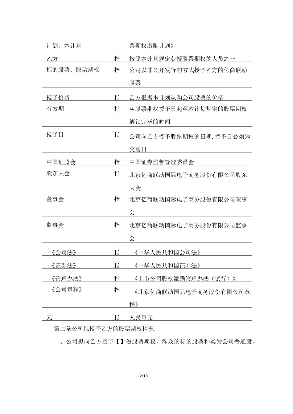 (完整版)股票期权激励协议_第2页