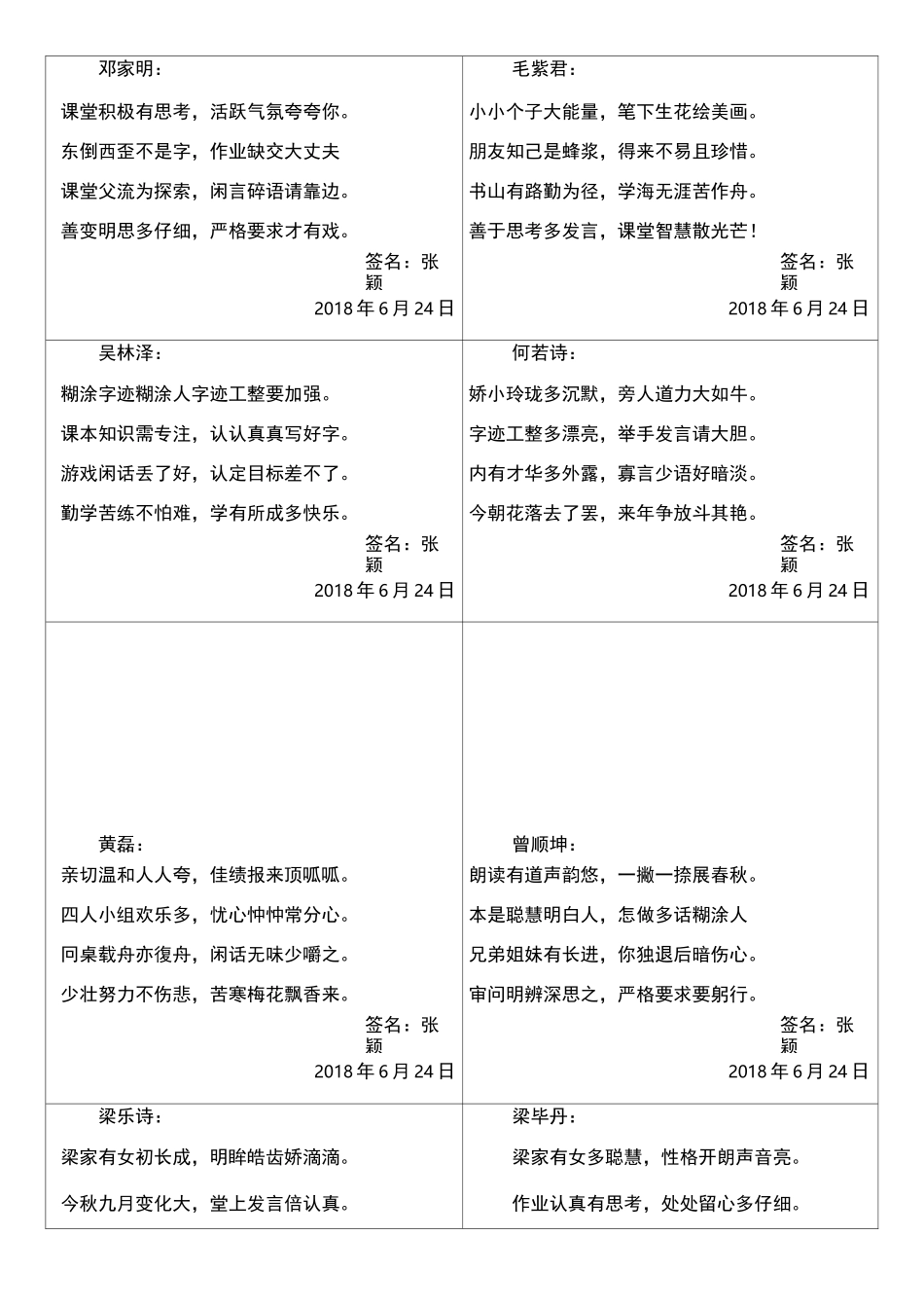 创意十足的学生期末评语(横版)可打印_第2页