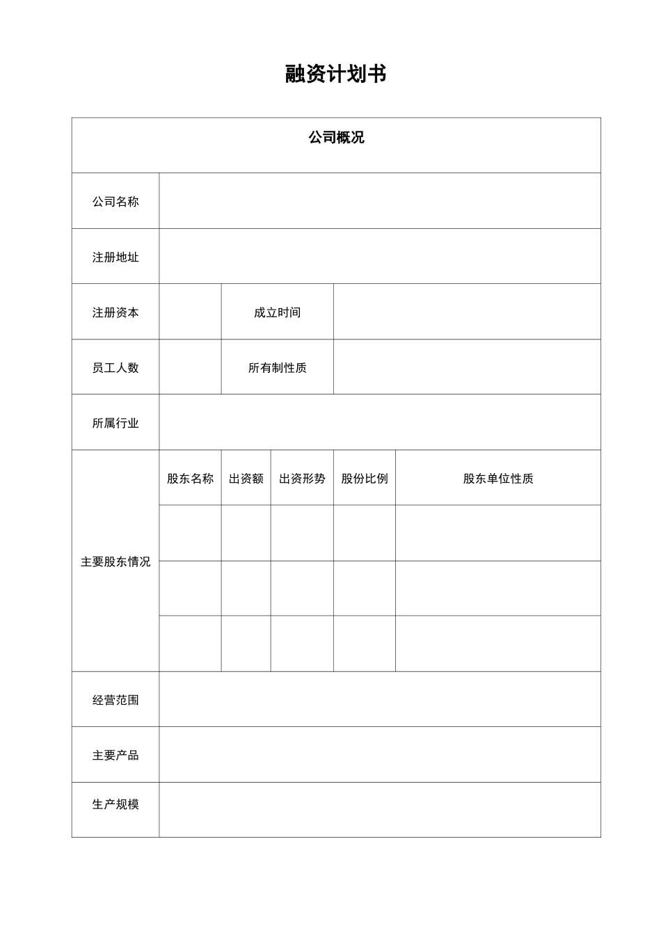 融资计划表格_第1页