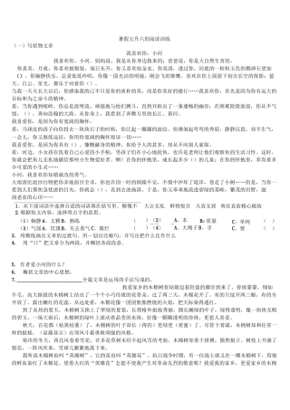 暑假五升六的阅读训练