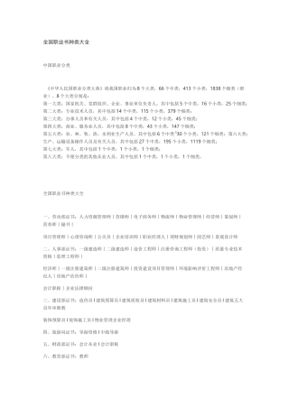 中国的职业分类大全