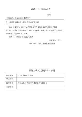 软件项目试运行报告 