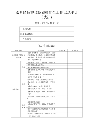 电梯日常巡视、检查记录表 (2)