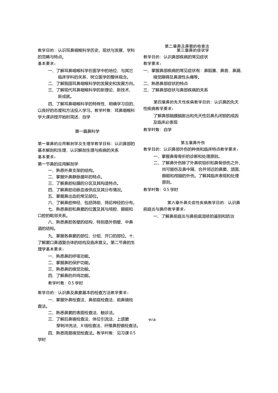 耳鼻喉-头颈外科学教学大纲_第2页
