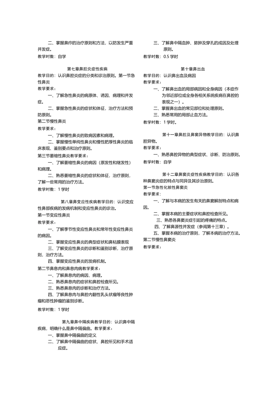 耳鼻喉-头颈外科学教学大纲_第3页