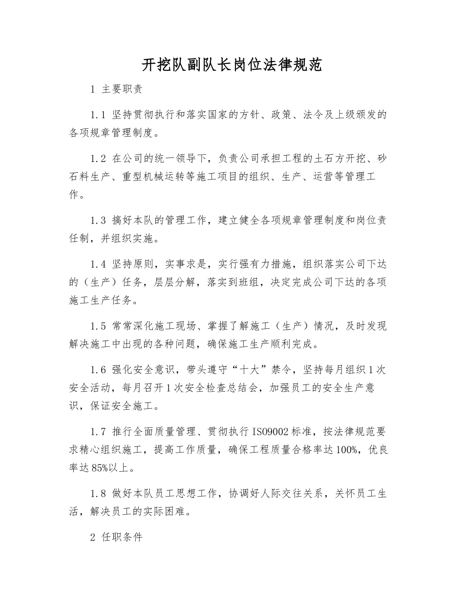 开挖队副队长岗位规范_第1页