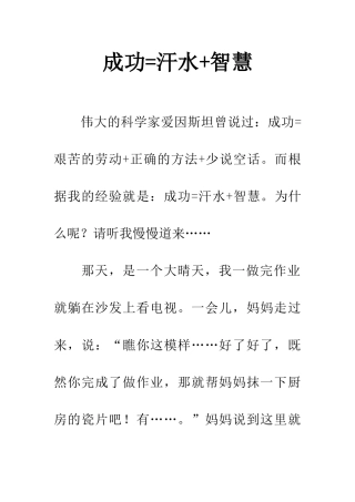 成功=汗水+智慧