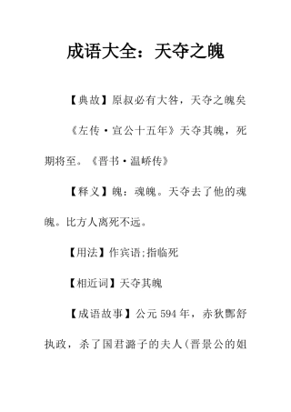 成语大全天夺之魄