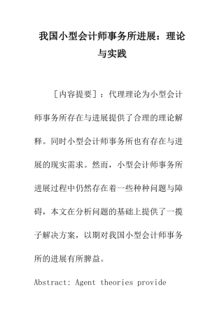 我国小型会计师事务所发展理论与实践