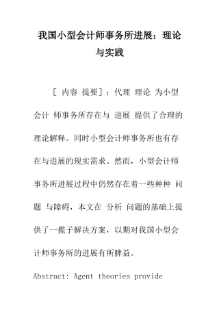 我国小型会计师事务所发展理论与实践-1