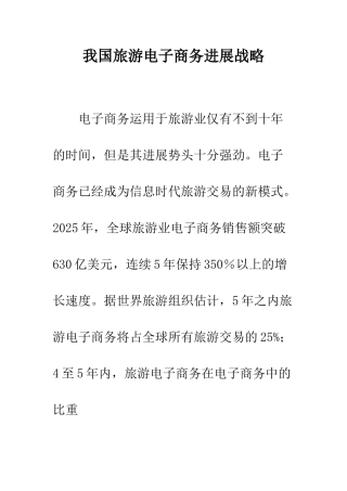 我国旅游电子商务发展战略
