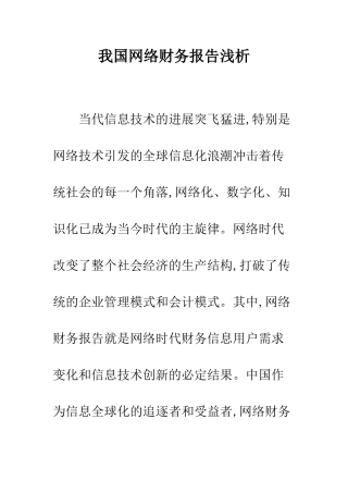 我国网络财务报告浅析